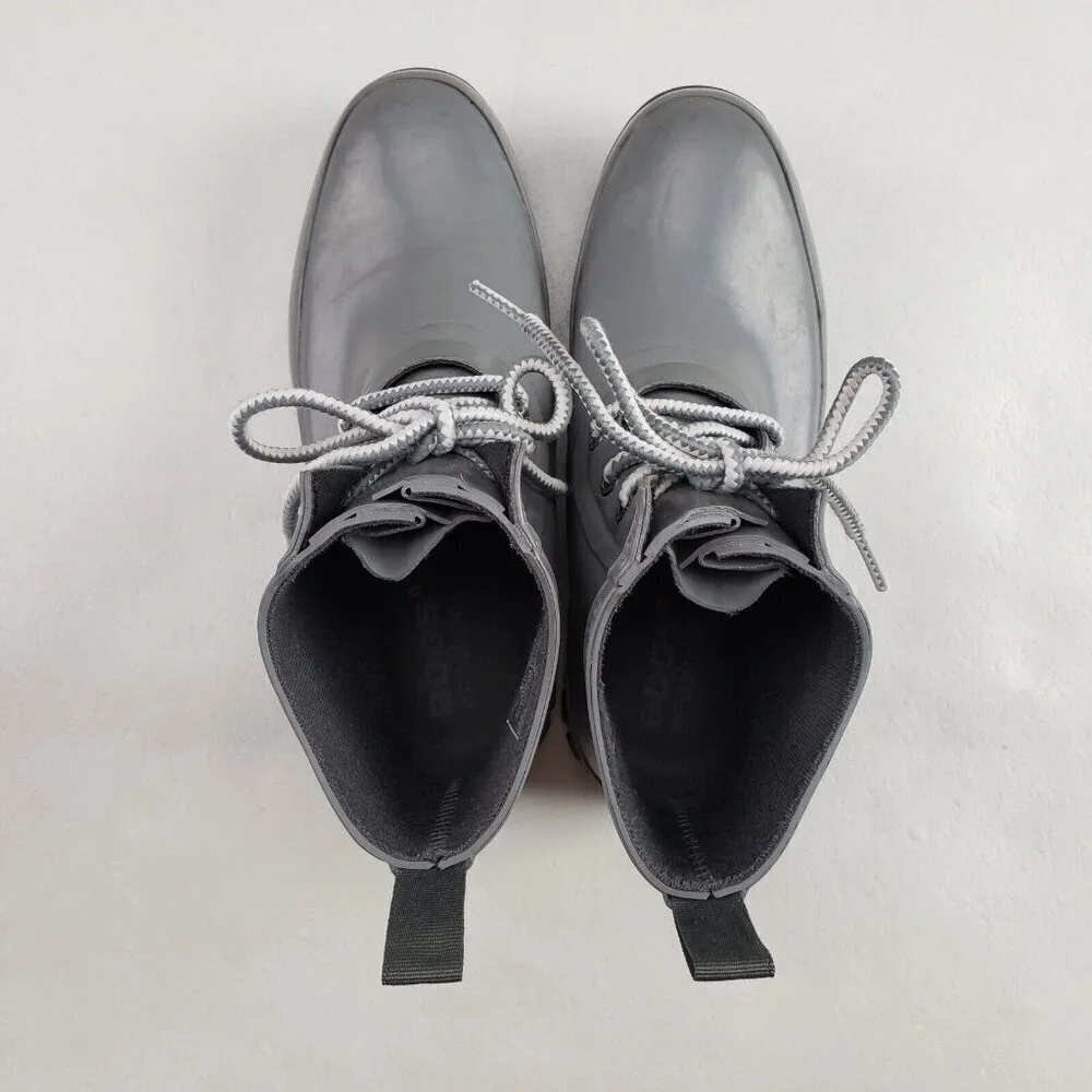 Bogs Amanda Chukka Rain Boot Womens 6 Gray Lace Up Rubber Waterproof Ankle